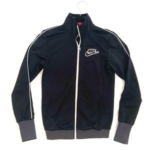 Nike Athletic Zip Up Striped Track Jacket Blk/Wt S